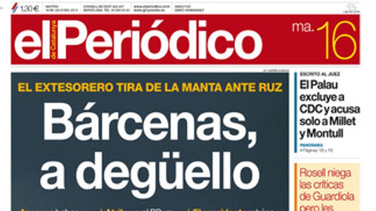 La portada de EL PERIÓDICO (16-7-2013).