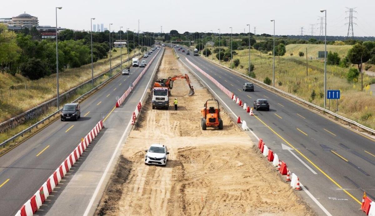 Obras en la M-607 para ampliar al tercer carril.