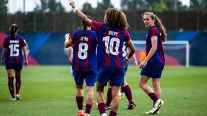 Vicky López anotó uno de los cinco goles con el filial contra el Espanyol