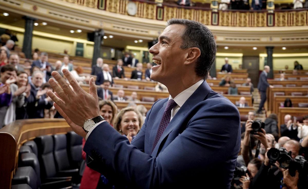 Pedro Sánchez, a su llegada al Congreso