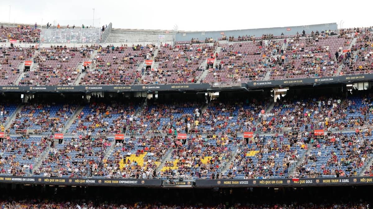 Imagen del Camp Nou 'desnudo' sin el videomarcador