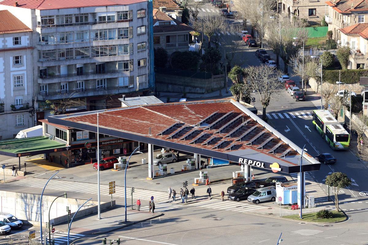 Vista aérea de la estación de servicio de Plaza de España.