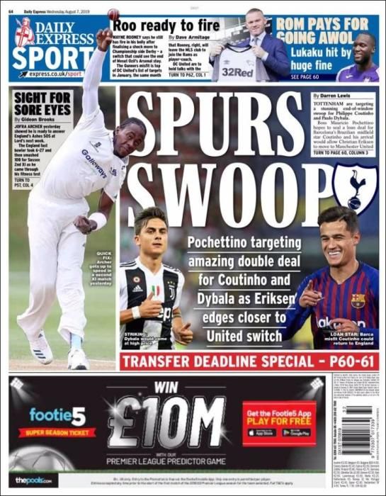 Portada EXPRESS SPORT miércoles 7 agosto 2019