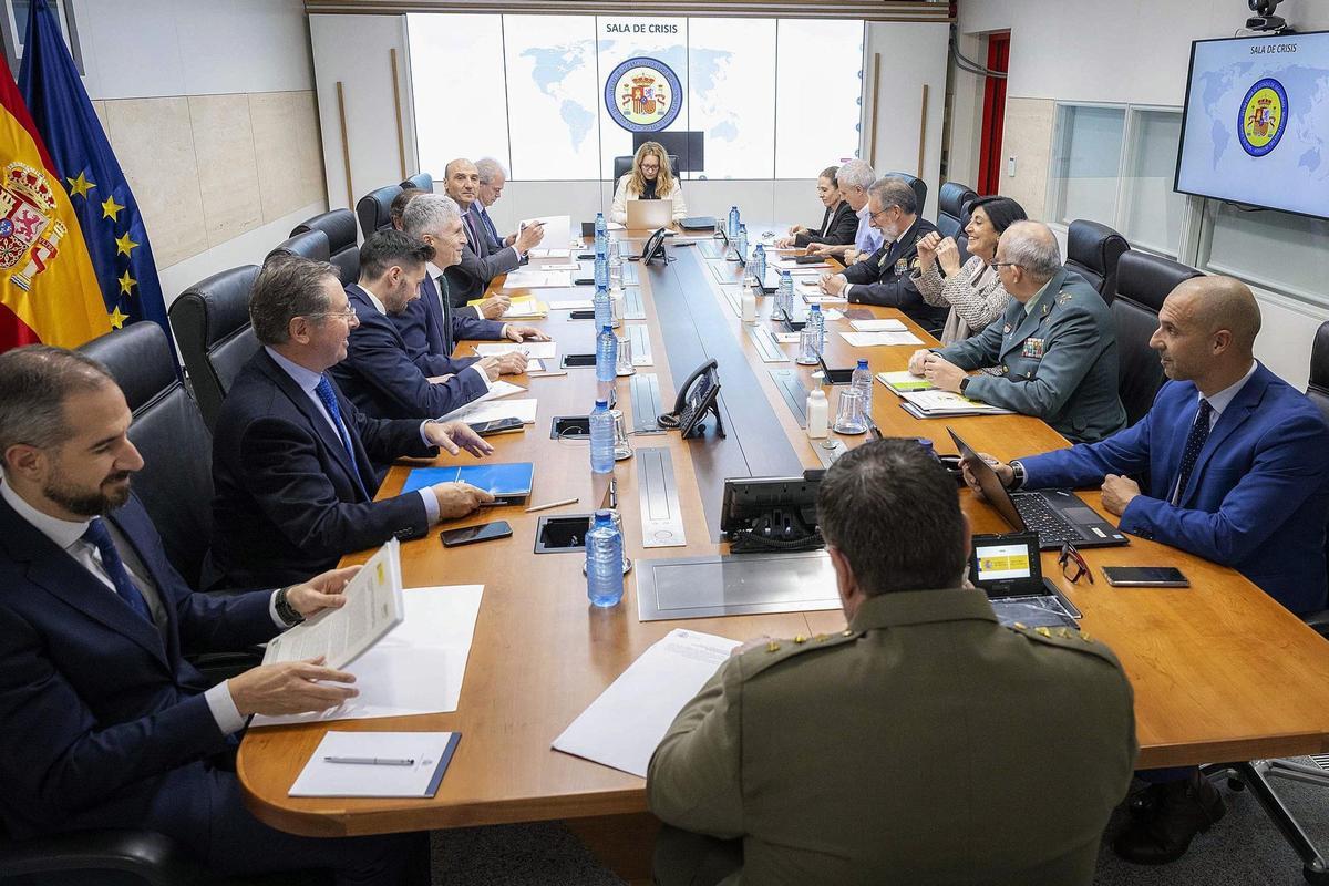 El ministro del Interior, Fernando Grande-Marlaska, preside la reunión de la Mesa de Valoración de la Amenaza Terrorista.