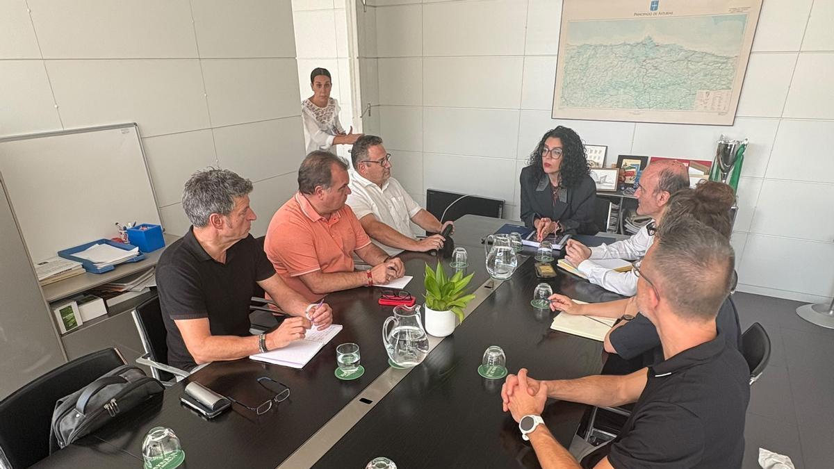 En la mesa, por la izquierda, José Luis Fernández Roces, José Luis Alperi, Fernando Fernández, Vanesa Gutiérrez, Pablo León, Cristina Cantero y Jorge Muñiz