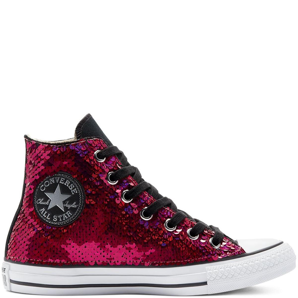Purple &amp; Silver Sequins Chuck Taylor All Star High Top