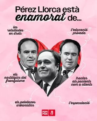 La declaración de "amor" de Juanfran Pérez Llorca en San Valentín escrita por el PSPV