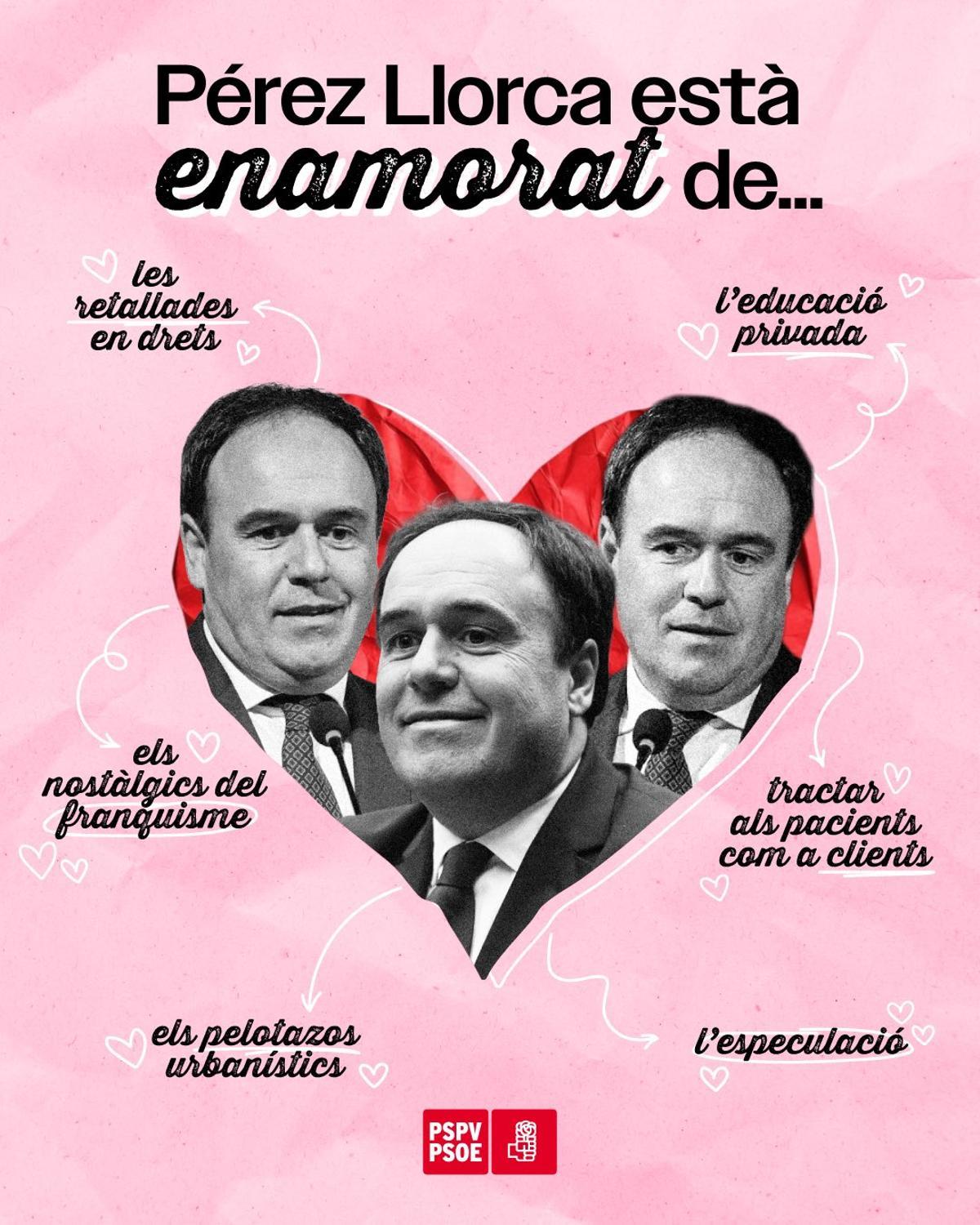La declaración de San Valentín de Pérez Llorca by el PSPV-PSOE.