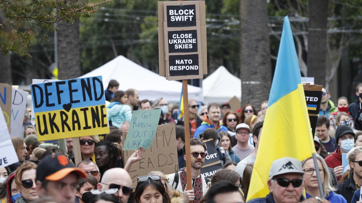 Proetstas contra la guerra en San Francisco.