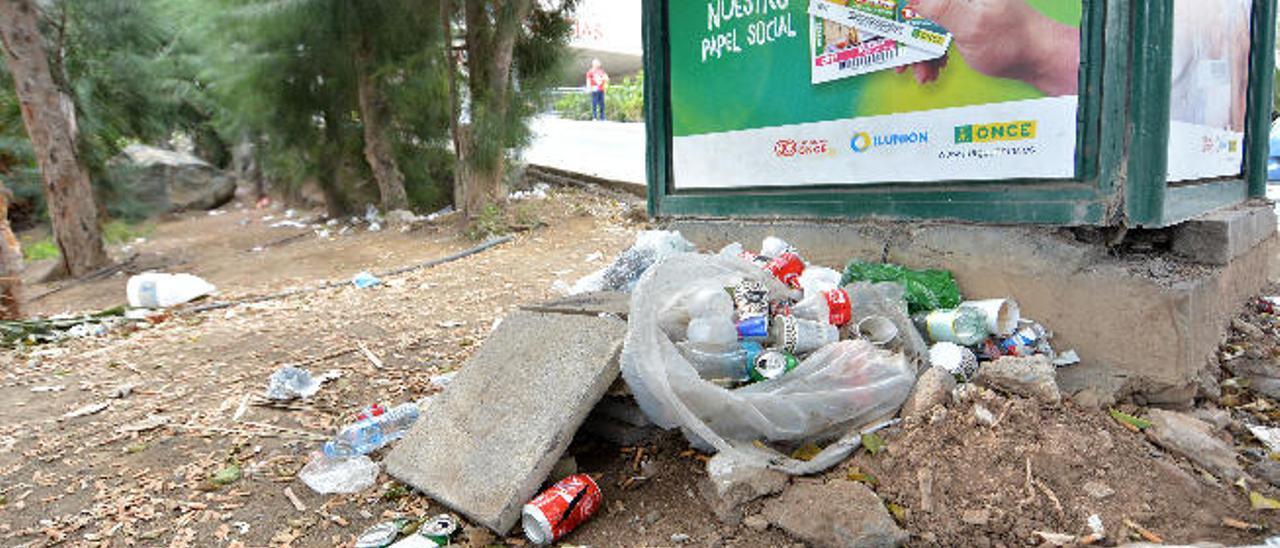 La basura invade los jardines del Insular