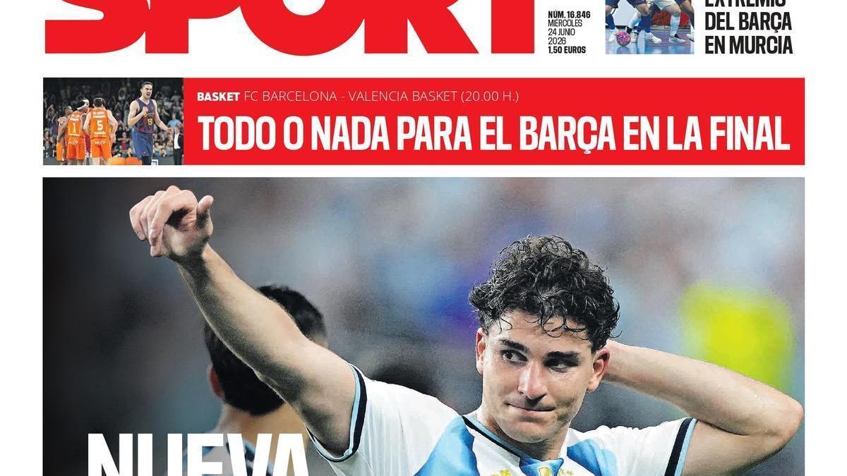La portada de SPORT de hoy miércoles, 24 de junio de 2026