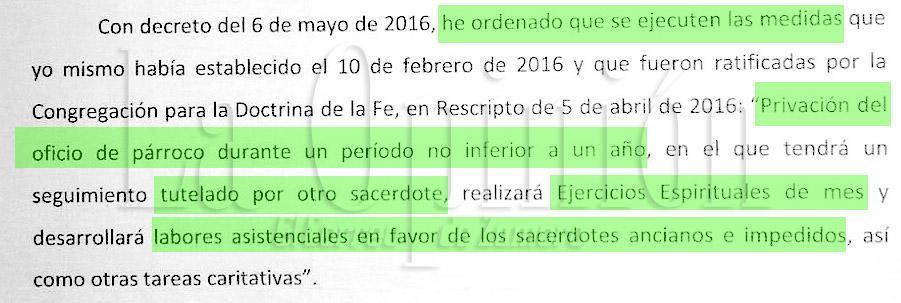 Carta del obispo asturiano de Astorga, Juan Antonio Menéndez, a la víctima de abusos sexuales.