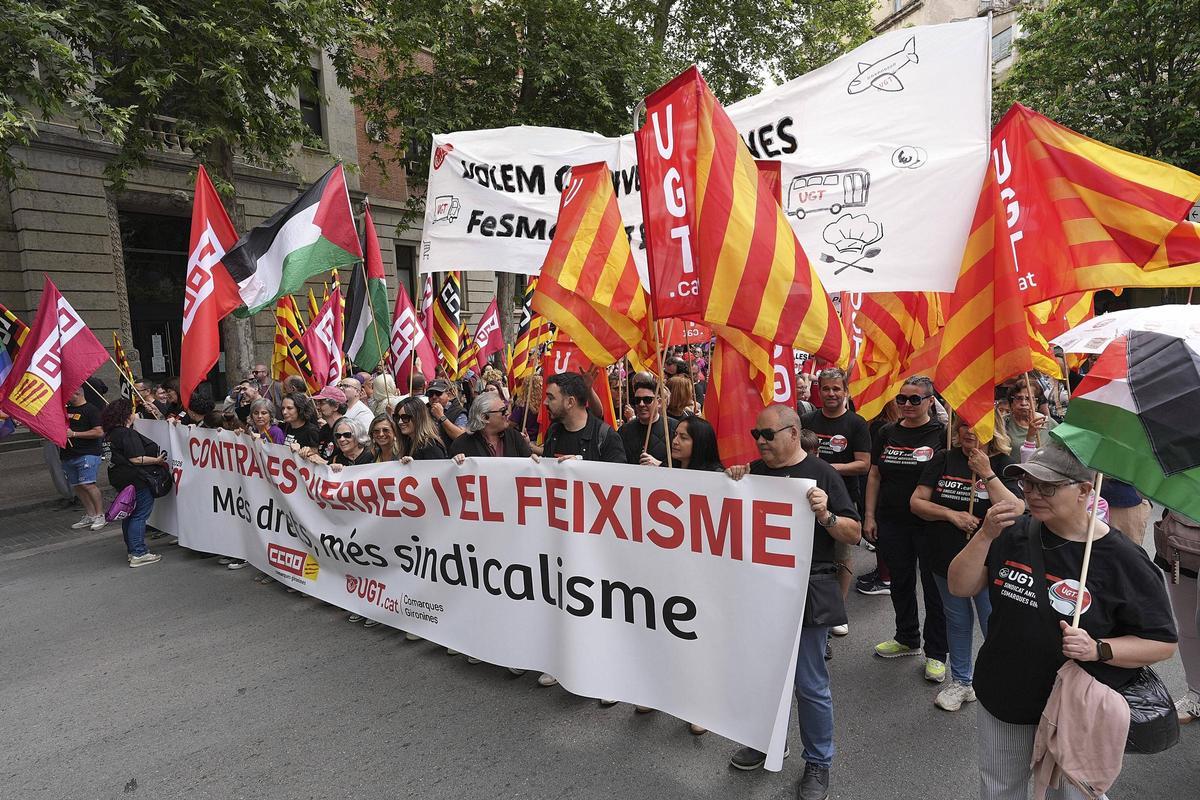 Les imatges de la manifestació de l'1 de maig a Girona