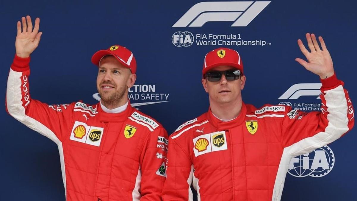 Sebastian Vettel y Kimi Raikkonen, dominadores hoy de la 'pole' en los últimos ensayos del GP de China.