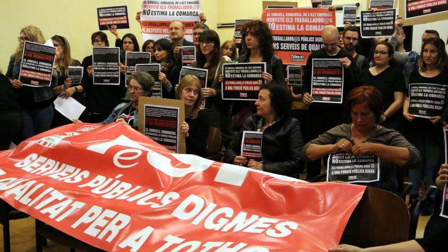 La protesta dels treballadors del Consell Comarcal