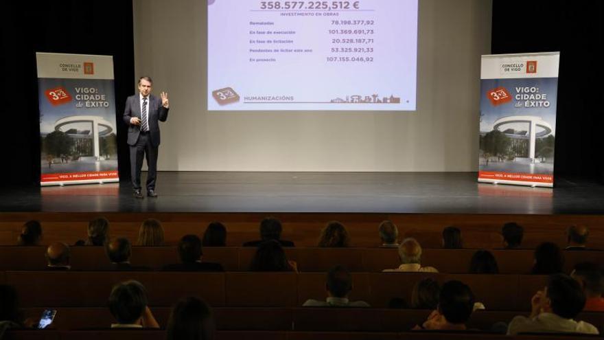 El alcalde, Abel Caballero, durante su intervención “3+3, Vigo: cidade de éxito” en el Concello