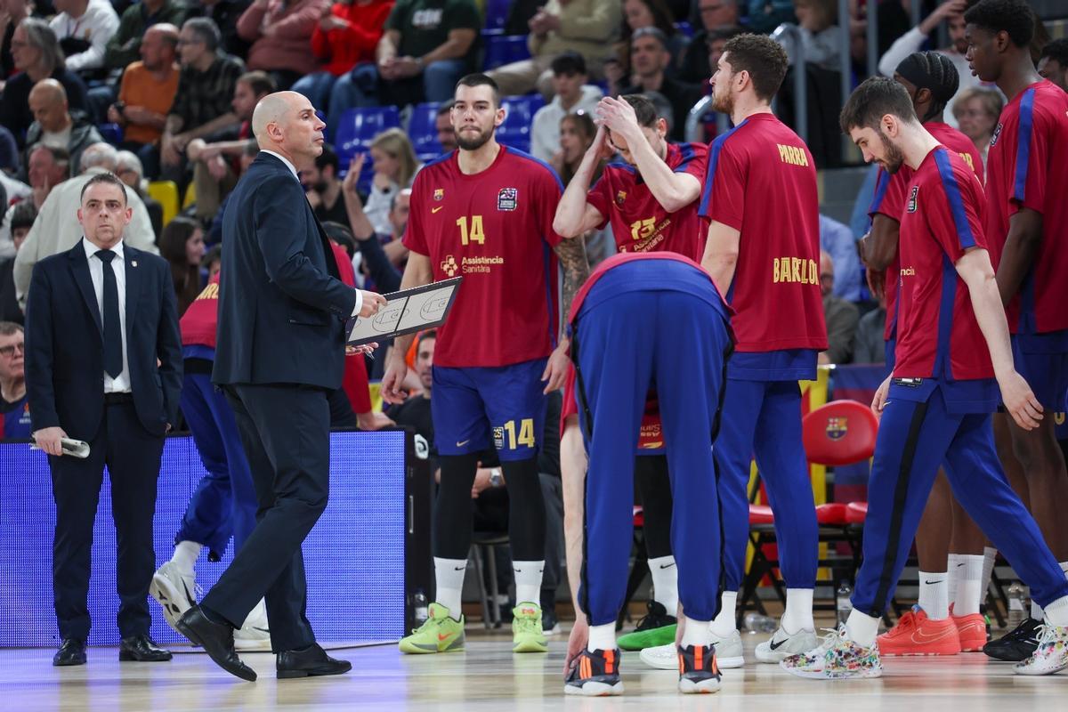 Peñarroya, en un tiempo muerto durante el encuentro ante el Bayern