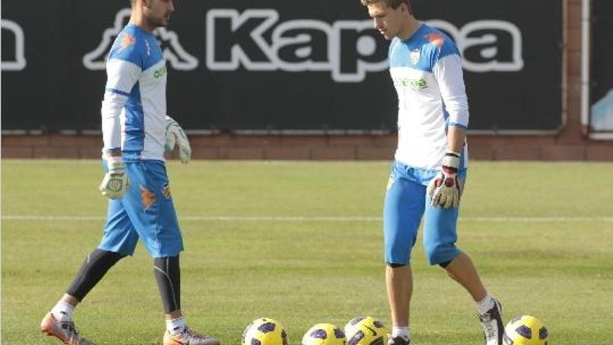 Miguel Ángel Moyà y Vicente Guaita, ayer durante el entrenamiento matinal.