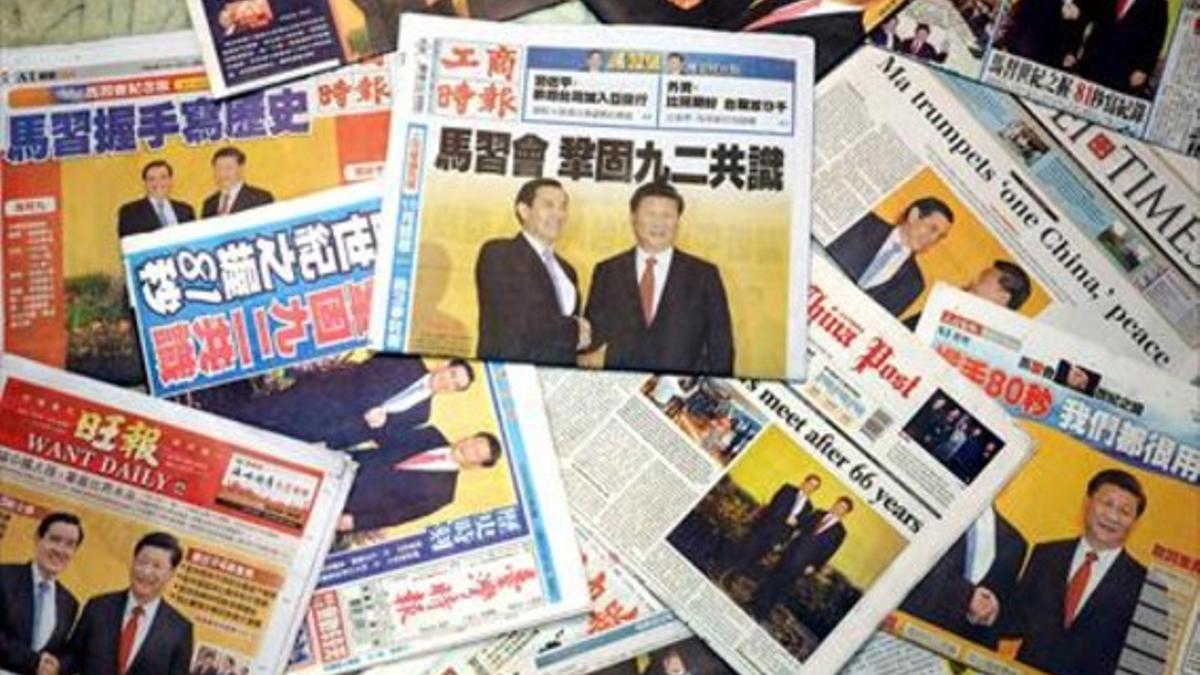 Quiosco 8 Las portadas unánimes de los diarios taiwaneses, ayer.