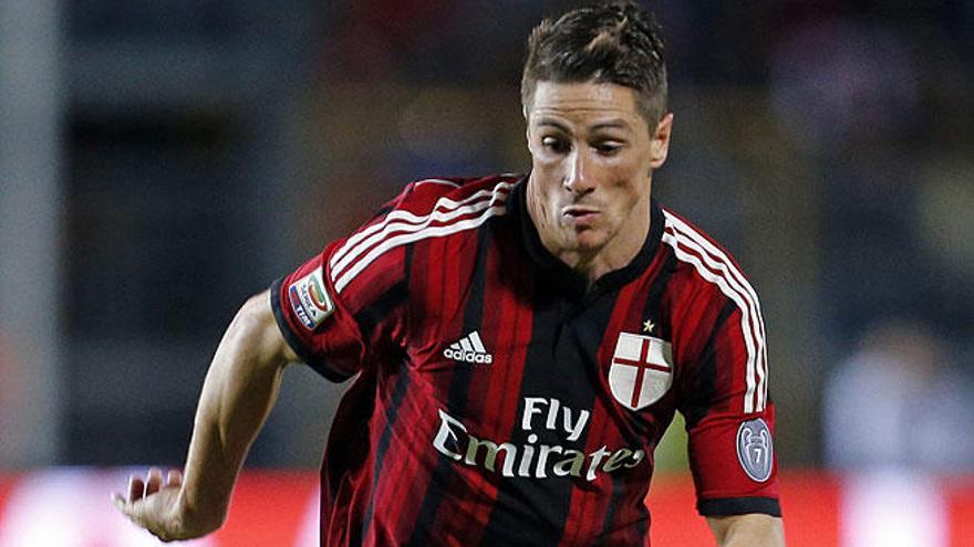 Fernando Torres, en un partido con el Milan.