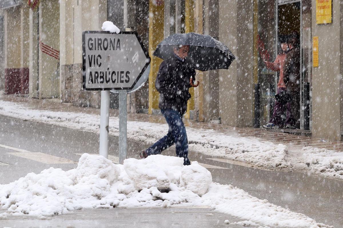 Nevada en Sant Hilari Sacalm (Selva, Girona), en marzo de 2011.