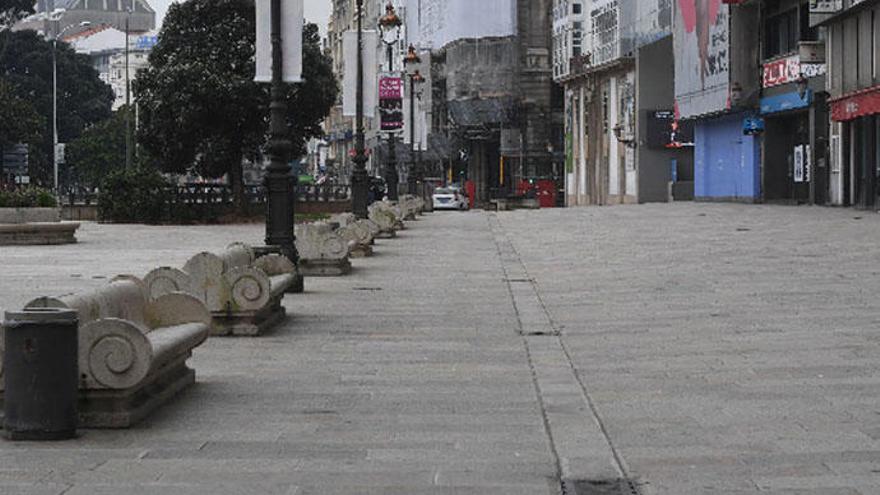 El centro de A Coruña, vacío en los primeros días del estado de alarma por el coronavirus.