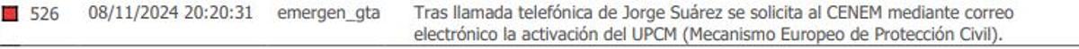 Extracto del 'coordcom', del día 8 de noviembre.