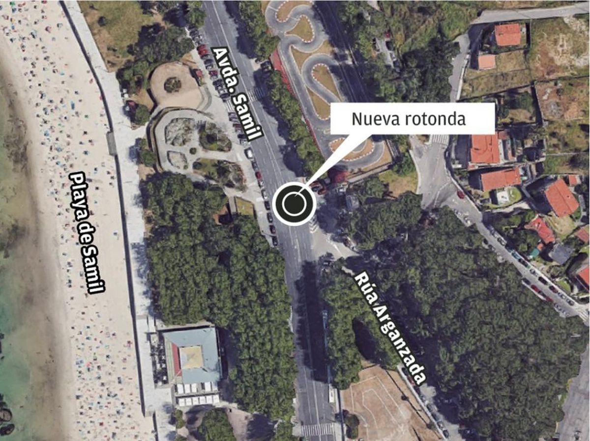 El Concello habilitará otra rotonda en Samil para dar fluidez al tráfico en verano