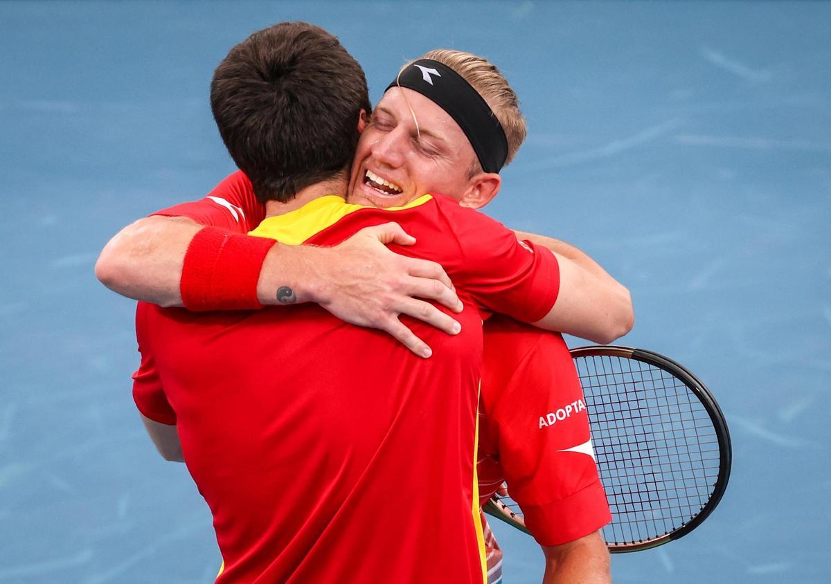 Pedro Martínez y Alejandro Davidovich en la ATP Cup in Sydney