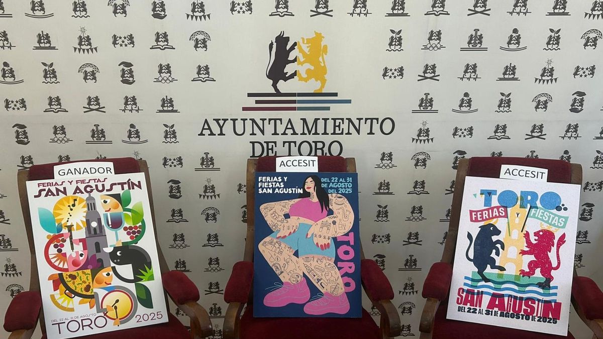 Cartel ganador y accésits del concurso convocado por el Ayuntamiento de Toro para anunciar las Ferias y Fiestas de San Agustín 2025.