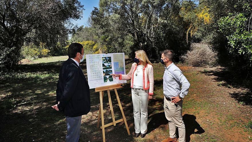 La alcaldesa, ayer, explica el proyecto del futuro centro de salud de Las Chapas. | L. O.