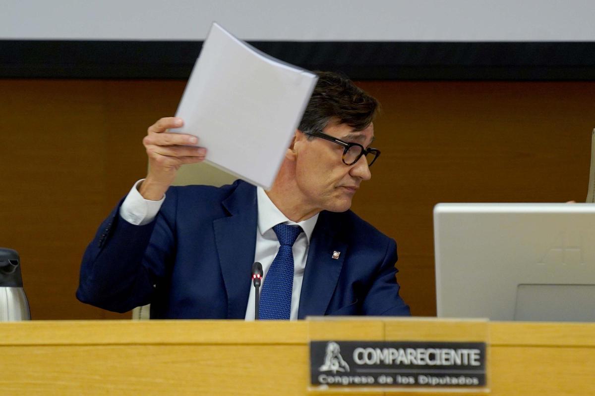 Salvador Illa, este lunes en el Congreso de los Diputados.