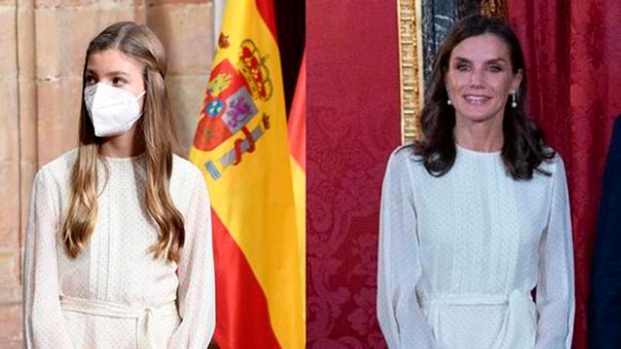 La Reina Letizia copia el vestido de su hija, la Infanta Sofía