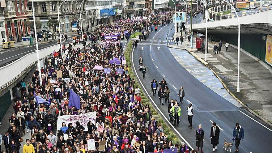 Marcha del 8-M en A Coruña el año pasado. |   // VÍCTOR ECHAVE