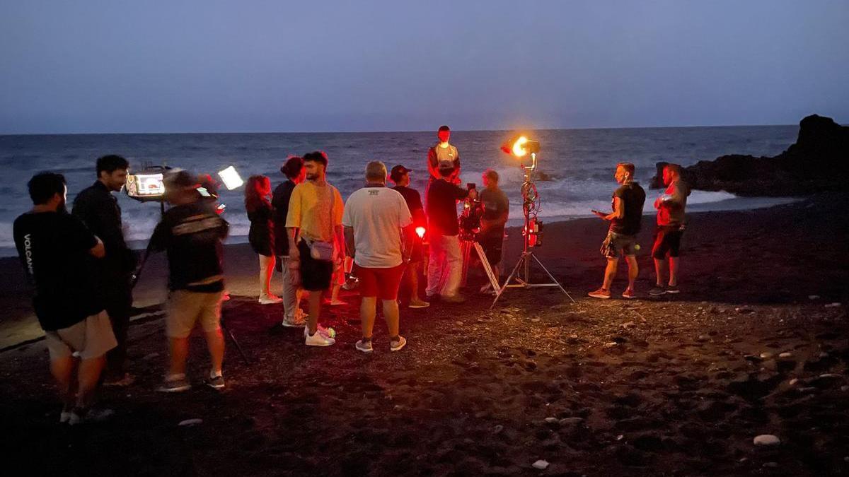 Un momento de la filmación.