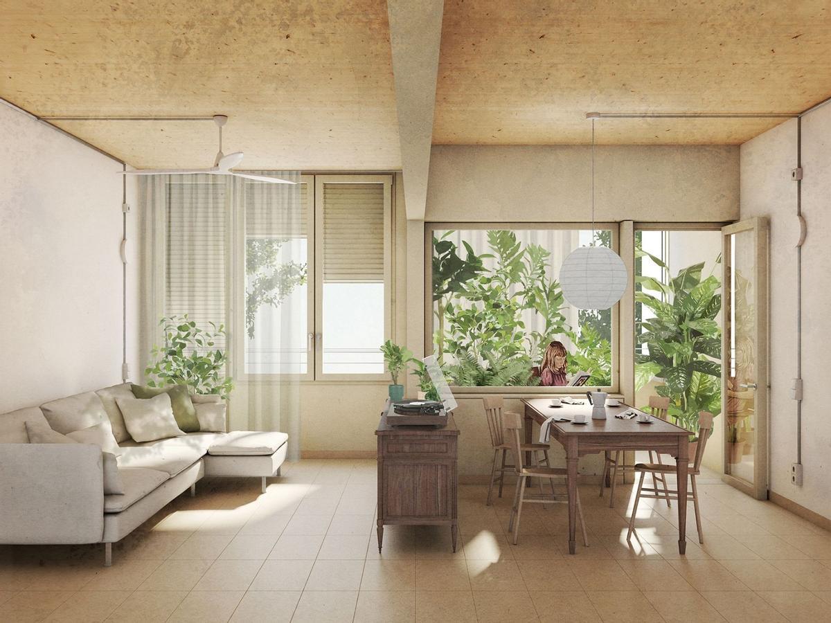 Imagen virtual de las futuras viviendas públicas de El Poblenou en la Illa Sibèria