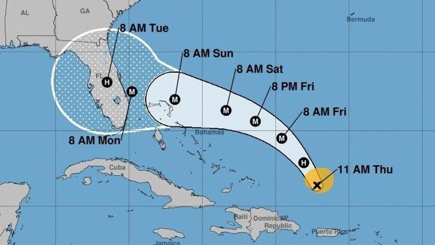 El pronóstico para 5 días del huracán Dorian.