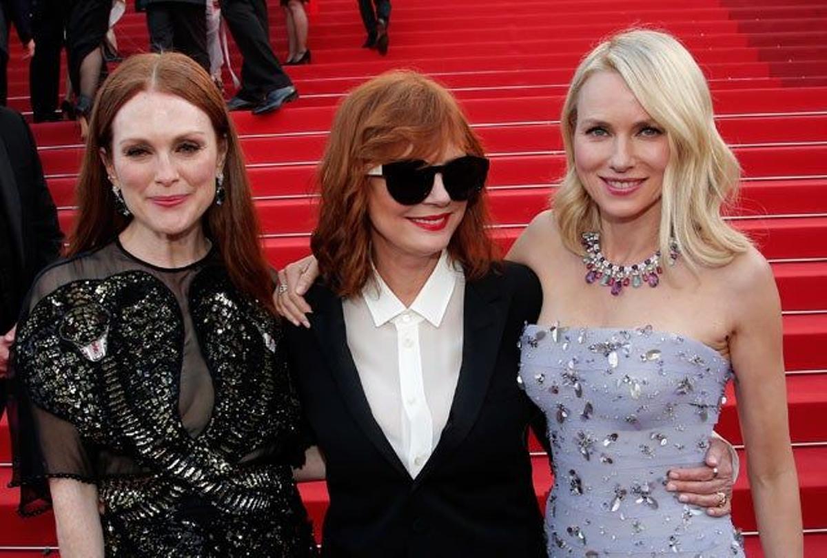 Julianne Moore, Susan Sarandon y Naomi Watts, en la primera alfombra roja del Festival de Cine de Cannes.