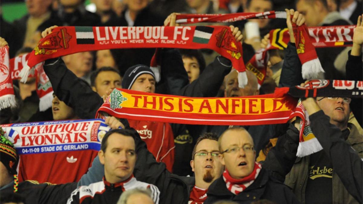 Los aficionados del Liverpool, en Anfield
