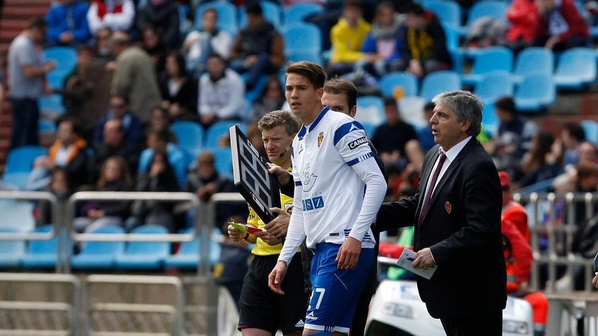 Anton Shvets en su debut con el primer equipo del Real Zaragoza.