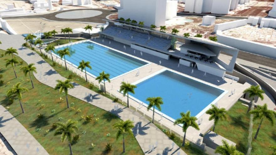 Infografía del proyecto del Centro Insular de Natación que el Cabildo quiere construir en el Puerto de la Cruz.