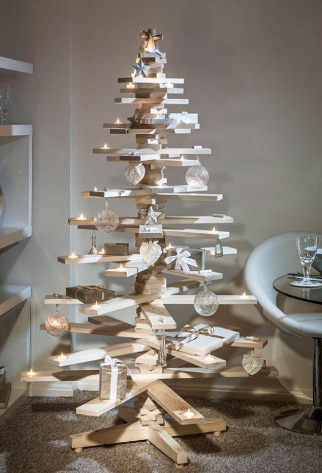 Árbol de Navidad 'do it yourself': listones de madera