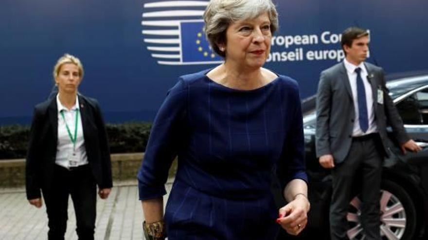 Theresa May, a la seva arribada a la cimera de Brussel·les.