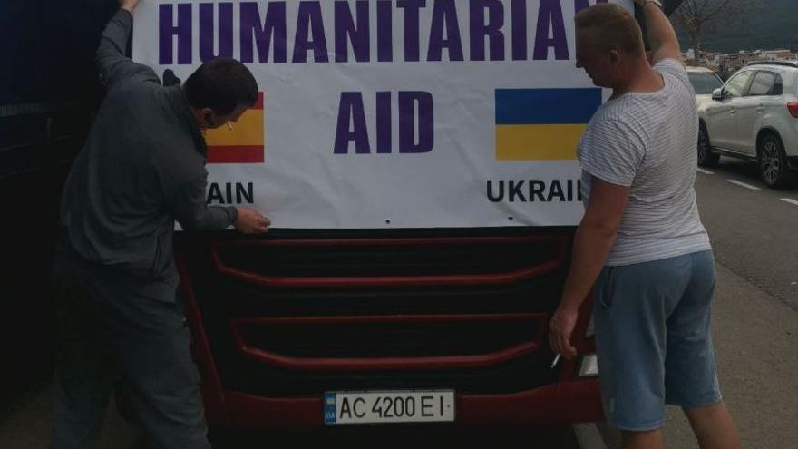 Imagen de uno de los camiones con ayuda humanitaria a Ucrania que ha salido de Castellón.