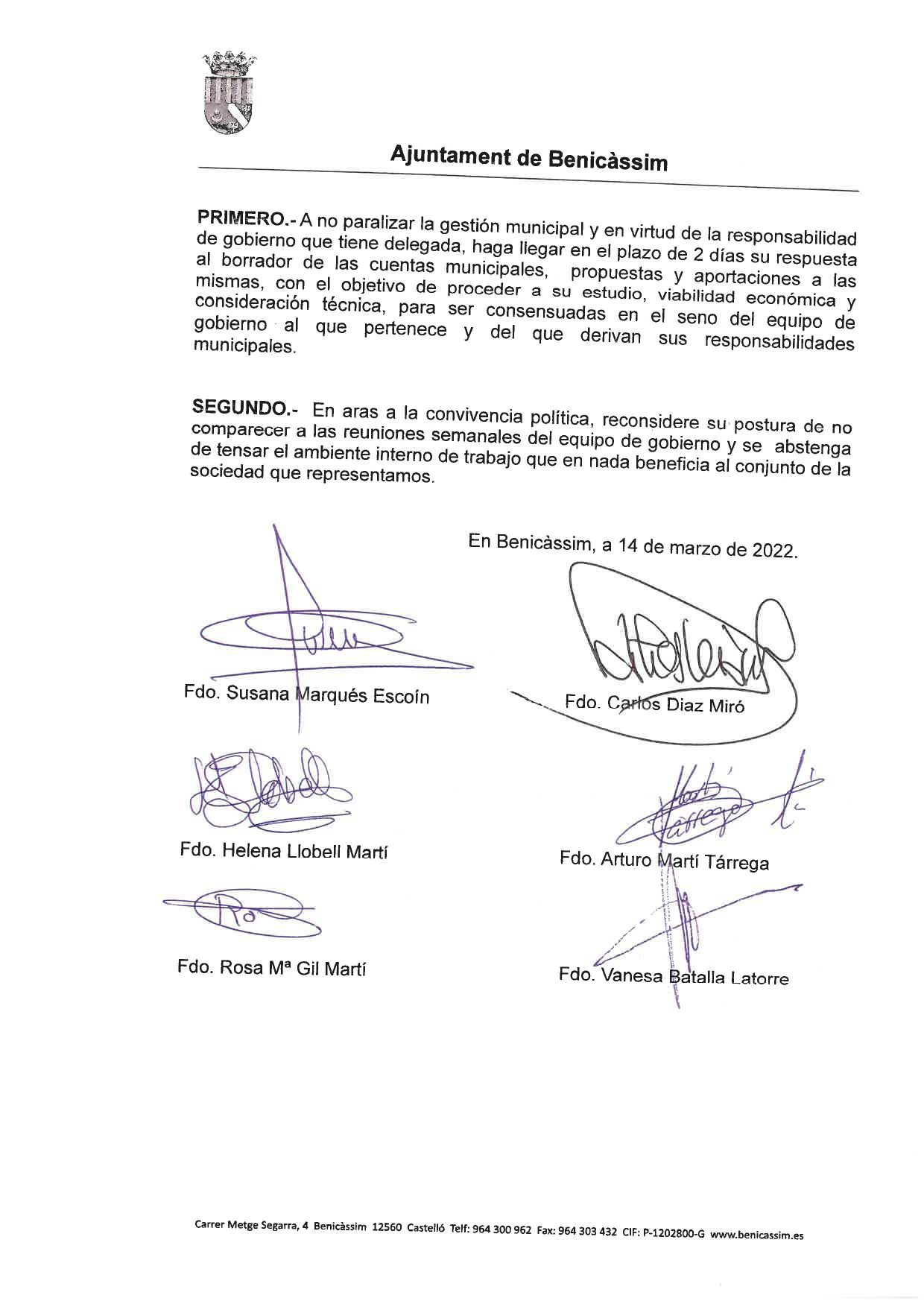 Segundo extracto del documento que ha enviado la alcaldesa para responder a Cristina Fernández.