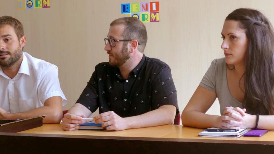 Fullana, Bigorra y Campello, durante su anuncio de ruptura con el concejal de Los Verdes, Juan García.