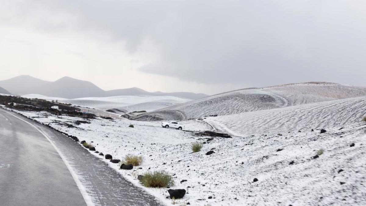 Granizada en La Geria.