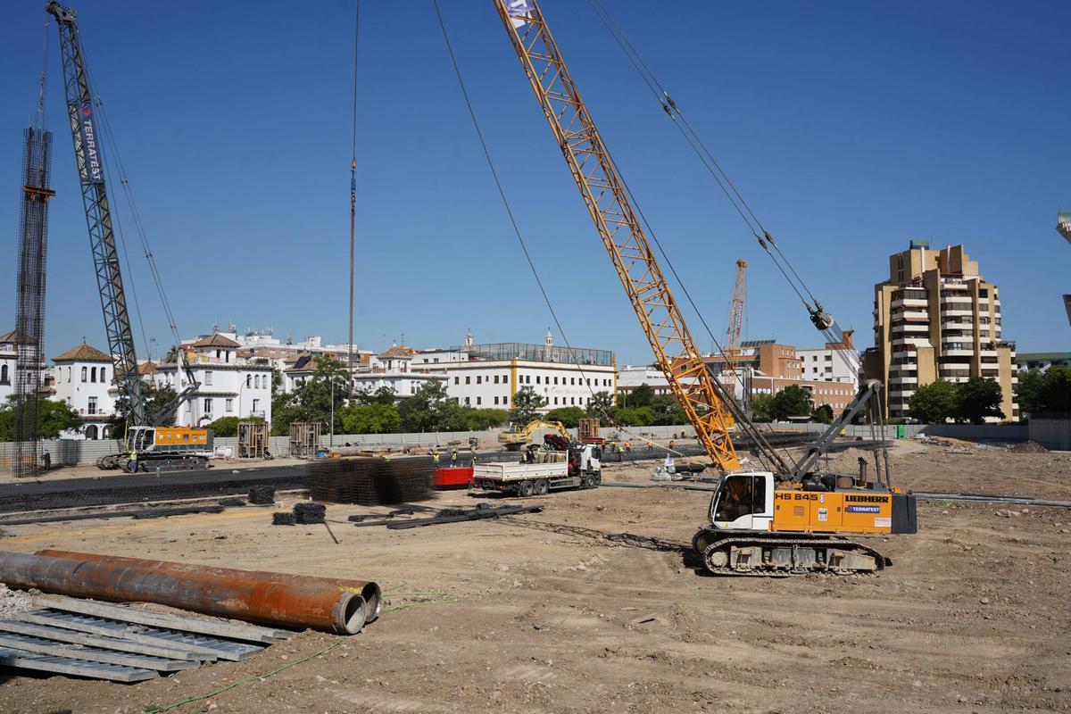 Trabajos de construcción del nuevo estadio Benito Villamarín, del Real Betis