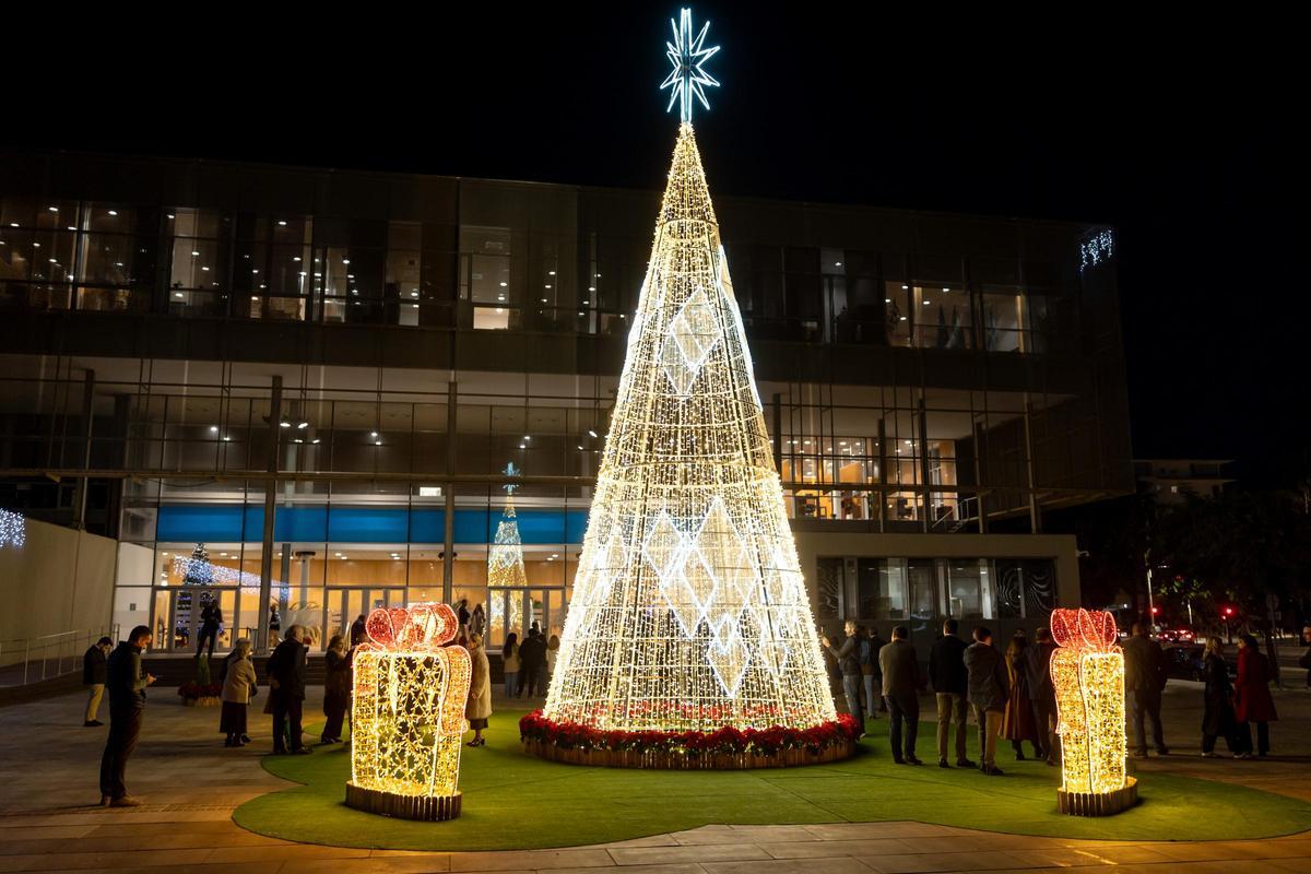 Árbol navideño en la entrada principal del edificio de la Diputación