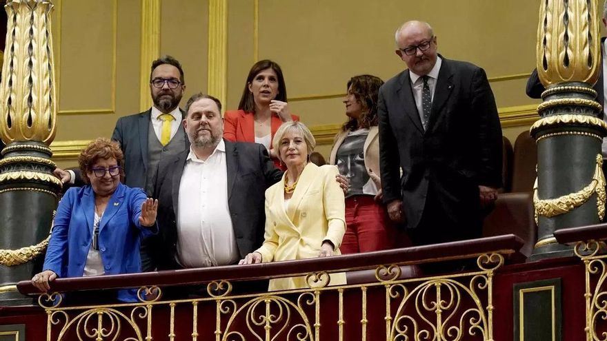 ERC y Junts aparcan por un día sus diferencias y celebran la amnistía como una &quot;victoria&quot; contra &quot;el régimen del 78&quot;